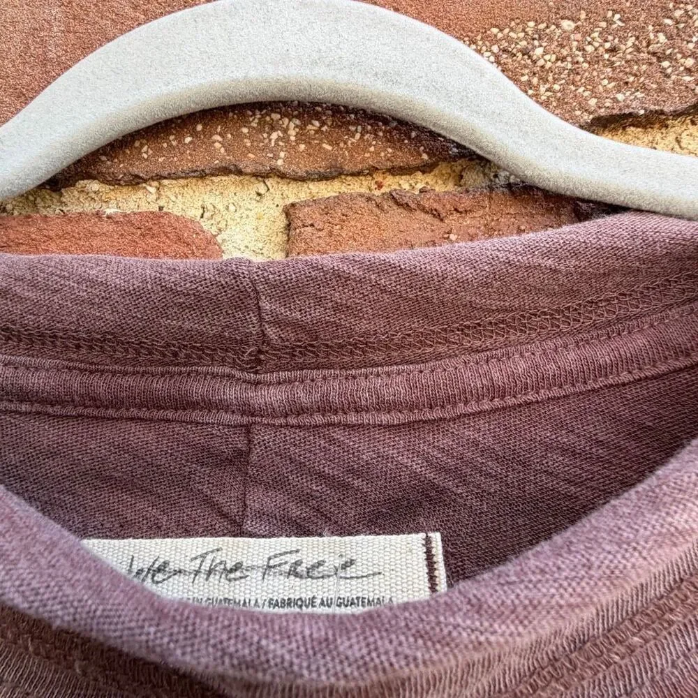 Free People We The Free Women’s Long Sleeve Regan Tee brown small NEW